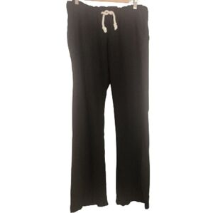 Roxy Womens Oceanside Black Linen-blend‎ Drawstring Pants XL Coastal Grandma